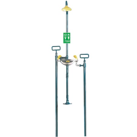 Speakman Emergency Shower Combination, 93.75 H, Stainless Steel Bowl, Green SE-609